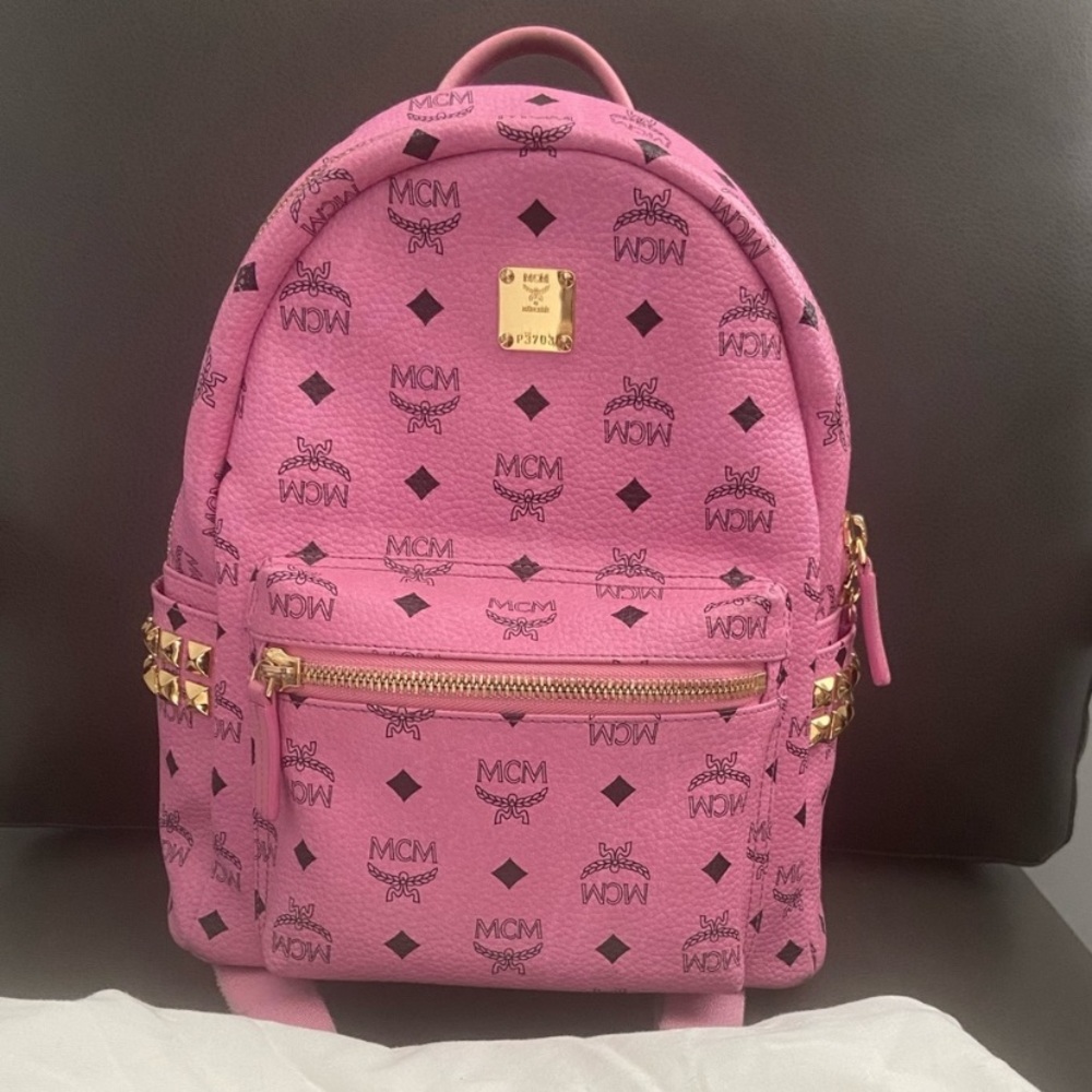 MCM Visetos Stark Side Studs Pink Backpack